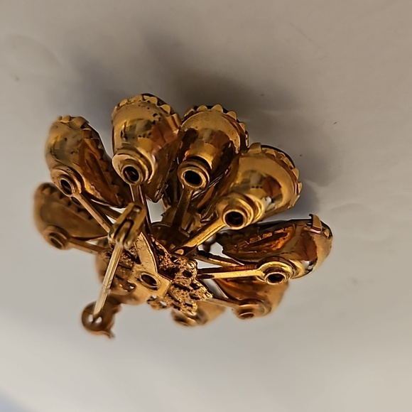 Vintage Brown & Blond Rhinestones on Goldtone Brooch - Picture 5 of 5